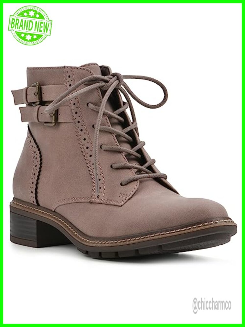 Women's Lace-Up Ankle Bootie Stacked Heel Cushioned Insole Round Toe Fabric